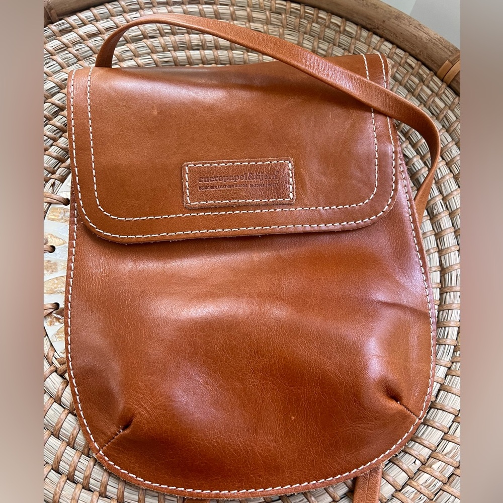Brown Leather Crossbody Bag Cueropapel&Tijera